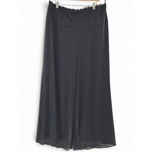 Black Sheer Overlay Palazzo Pants Plus Size 18/20 Lace Waist Wide Leg Dressbarn